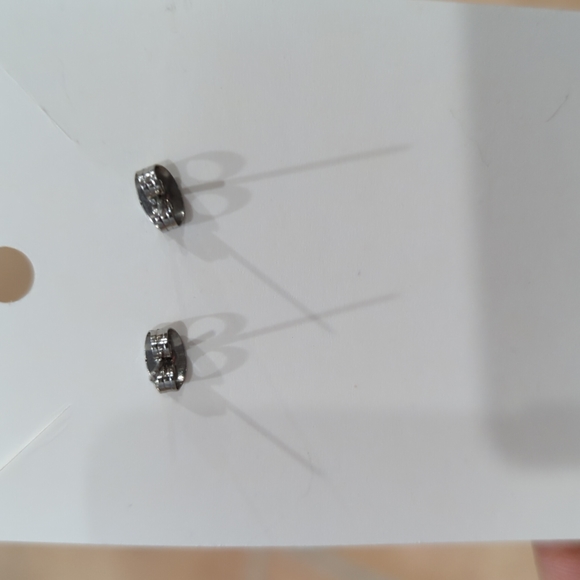 Artisan Handmade blue colored glass nickel free studs. mini triangles in size. - Picture 3 of 3